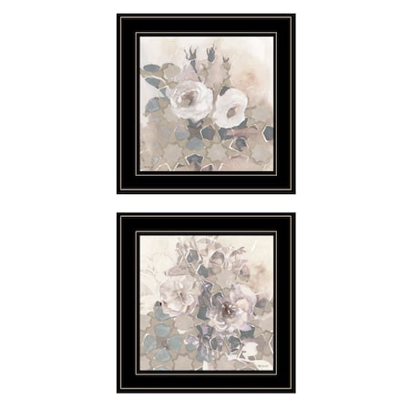 Set Of Two Transitional Blooms 2 Black Framed Print Wall Art, 2PK