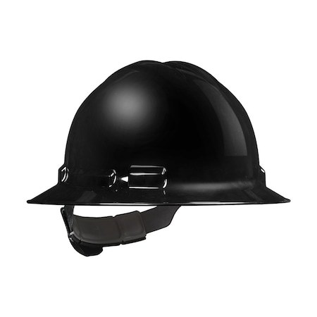 Malta Dynamics Full Brim Hard Hat, Polyethylene, 4 Point Ratchet, Type 1, Class E and G, Black HHBLK2004