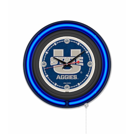 Holland Bar Stool Utah State University 15 Double Neon Wall Clock Clk15BK