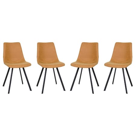 Leisuremod Markley Modern Leather Dining Chair with Metal Legs, Light Brown, 4PK MC18BR4