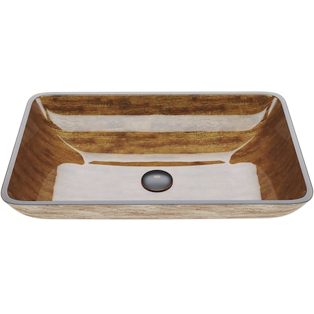 Vigo Donatello Wooden Brown Glass 23 in. L x 15 in. W x 5 in. H Rectangular Vessel Bathroom Sink VG07046