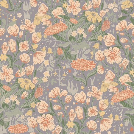 A-Street Prints Hava Coral Meadow Flowers Wallpaper 4143-22013