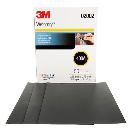3M Sanding Sheet, 11 in L, 9 in W, 400 G 7000000318