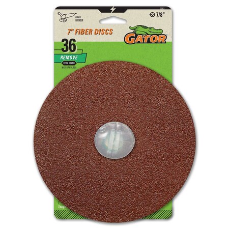 Gator Finishing 7 x 7/8 in. Angle Grinder Fiber Discs, 36 Grit, 3PK 3083