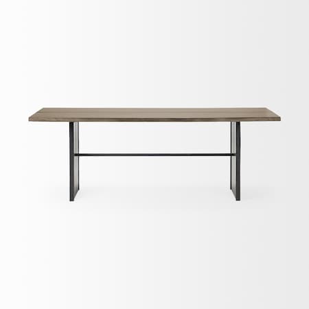 Homeroots 84" Brown Solid Wood Sled Base Dining Table 380468