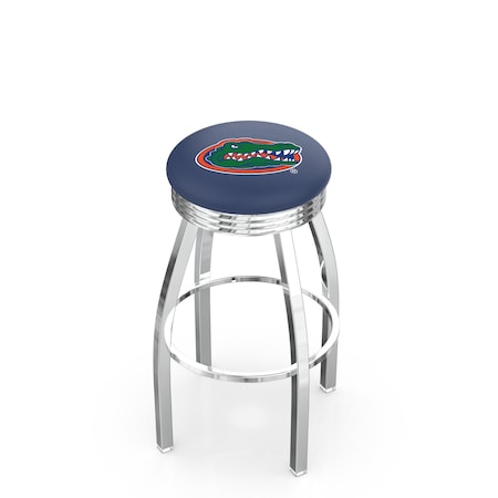 Holland Bar Stool Co 25" Chrome Florida Swivel Bar Stool, Accent Ring L8C3C25FlorUn