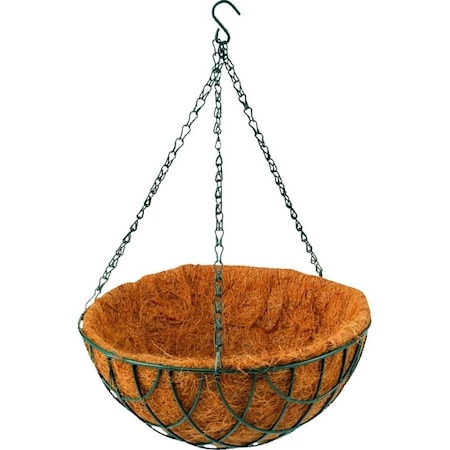 Landscapers Select Hanging Planter, Circle, 22 lb Capacity, Natural Coconut/Steel, Matte Green GB-4303-3L
