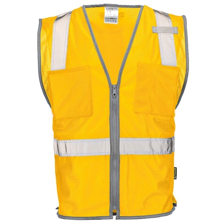 Dome75 Hi-Vis Safety Vest SM/MD Class Non-ANSI/Enhanced Visibility , Zipper 2 Pockets, 1 Mic Tab DV1281