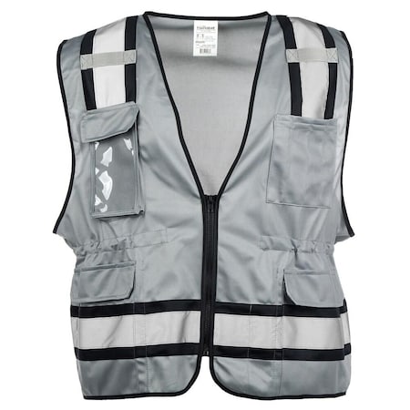 Jj Keller High Visibility Safety Vest with Pockets, Zipper Closure, Reflective Strips, L/XL 77799