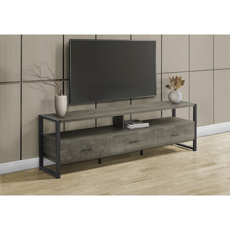 Monarch Specialties TV Stand, 72'', Media Entertainment Center, Dark Bronze Laminate, Black Metal, Contemporary I 2847