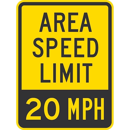Lyle Area Speed Limit, 20 MPH, 18x24, Engineer Grade, Yellow G-10169-EG_18x24