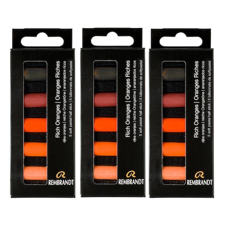 Rembrandt Soft Pastels Micro Sets, Rich Oranges Per Set, 5 Half Sticks, 3 Sets, 3PK 31820518