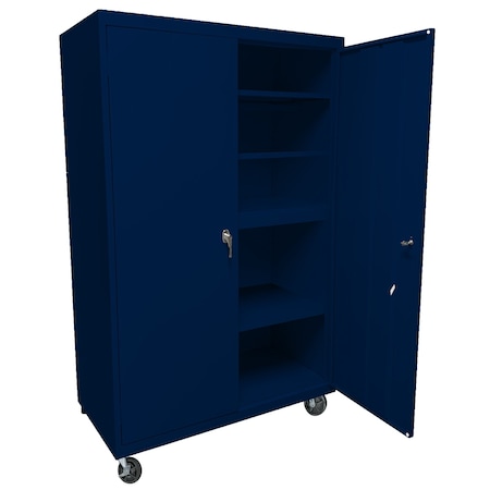 Steel Cabinets Usa Mobile Steel Storage Cabinet, 36" W, 78" H, Navy, 4 Shelves MAAH-36782RB-N