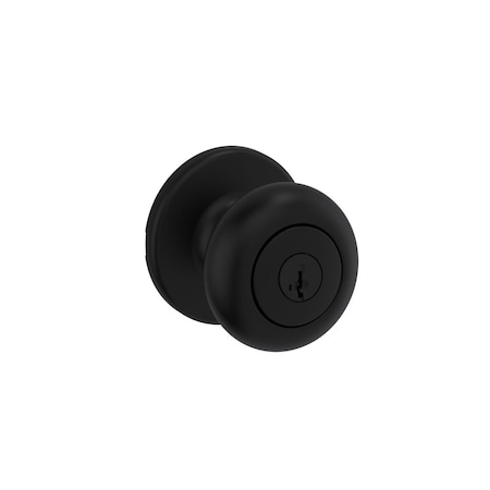 Kwikset Cove Knob Entry Door Lock SmartKey New Chassis with 6AL Latch and RCS Strike Matte Black Finish 400CV-514S
