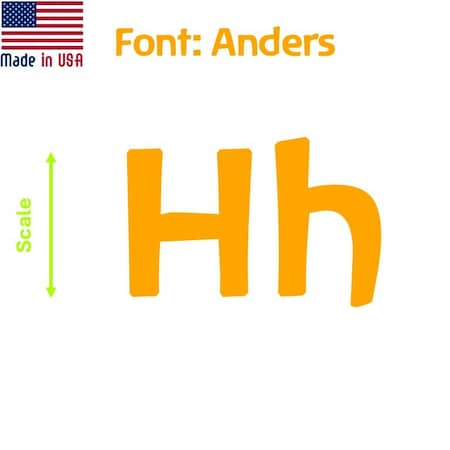 Aacc Self-Adhesive Vinyl Letter: h, Scale: 24 cm. Color: Orange Font: Anders by, 8PK AACC-Anders-lh-Orange-M24x8