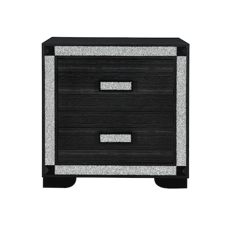 Global Furniture Usa Contemporary Glam Soleil Charcoal Nightstand SOLEIL-CHARCOAL-NS