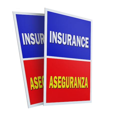 Signmission Insurance Aseguranza, Plastic Signs Only 24 Inch x 36 Inch, Corrugated Plastic, 2PK CSB-2436-2PACK-Insurance Aseguranza