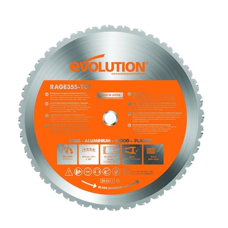 Evolution Power Tools CircularSawBlade, Carbide, Dia:14" RAGE355BLADE