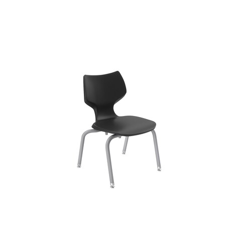 Flavors 14" B Stack Chair, Platinum Frame, Nylon Glide, Black 11847