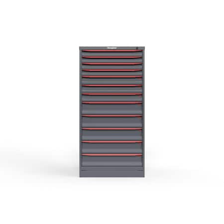 Strong Hold 12 drawer cabinet - (4x 2ft, 3x 3ft, 5x 5ft) - Red accents - Keyed Different S3060-PPDAS-1201DS
