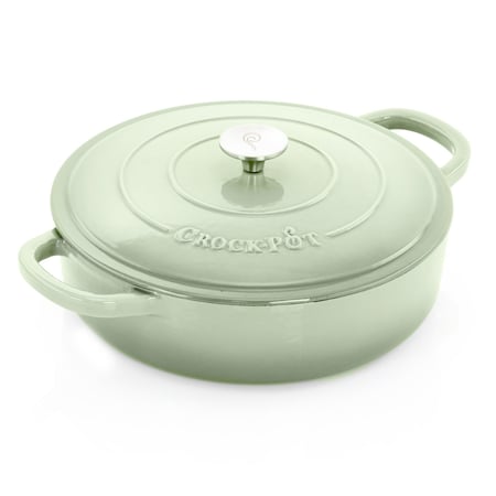 Crock-Pot Crock Pot Artisan 5 Qt Round Enameled Cast Iron Braiser Pan with Self Basting Lid in Pistachio Green 124963.02