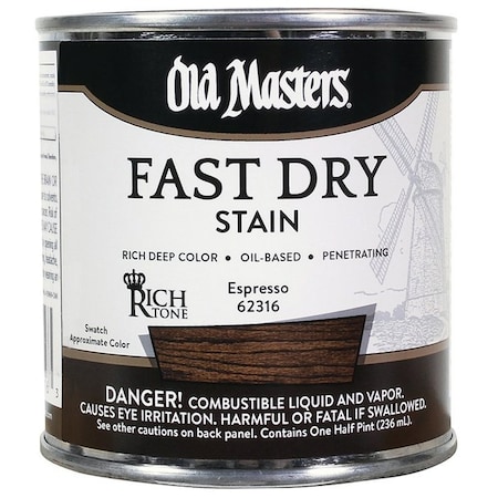 Fast Dry Stain 1/2 Pt Old Masters Espresso Interior Oil-Based Wood Stain 62316
