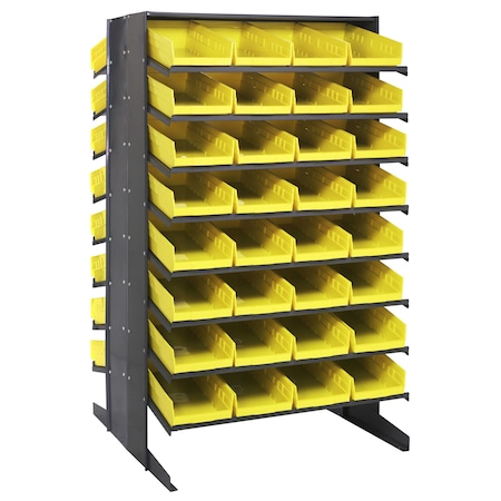 Quantum Storage Systems DOUBLE SIDED PICK RACK W/64 YELLOW BINS QPRD-108YL