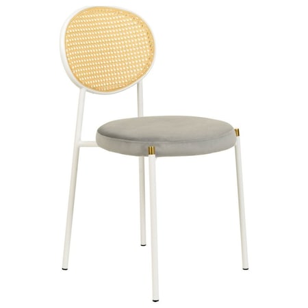 Leisuremod Euston Dining Chair with Velvet Seat and White Steel Frame in Grey ECW17GR