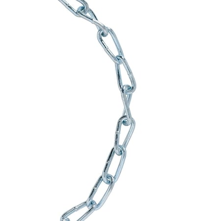 Baron Twist Link Coil Chain, 1/0, 20 ft L, 415 lb Working Load, Low Carbon Steel, Electro Galvanized 45950