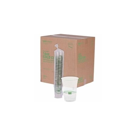 Eco-Products 16 oz GreenStripe Cold Cups - 16 fl oz - Clear, Green - Polylactic Acid (PLA) - Cold Drink, 20PK EPCC16GSA