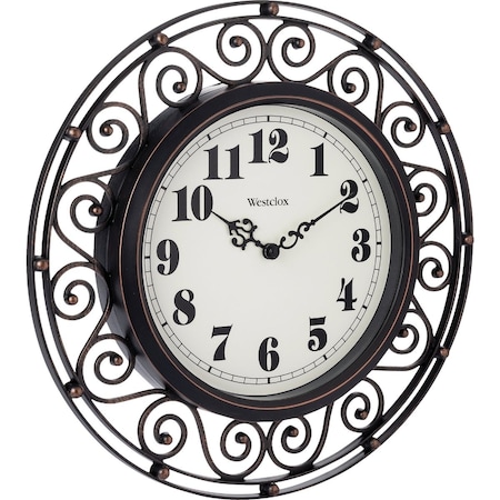 Westclox 12'' Round Wrought Iron Design Wall Clock 32021A