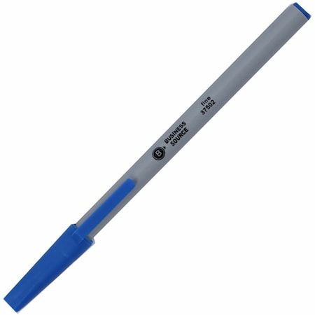 Business Source Fine Point Ballpoint Stick Pens, Blue, 12PK BSN37502