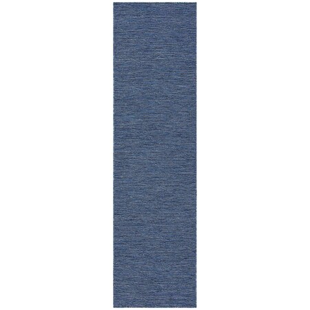 Homeroots 8' Navy Blue And Ivory Geometric Indoor Outdoor Runner Rug 552706