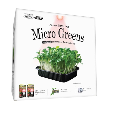 Miracle Led Micro Greens Starter Grow Light Kit, Wide Angle Red Spectrum, 2PK 803403