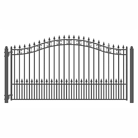 Aleko DG14STPSSW St.Louis Style Single Swing Steel Driveway Gate 14' DG14STPSSW-UNB