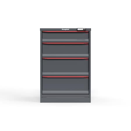 Strong Hold 4 drawer cabinet - (1x 6ft, 1x 8ft, 2x 10ft) - Red accents - Electronic Lock S3044-PPRAS-0402DS