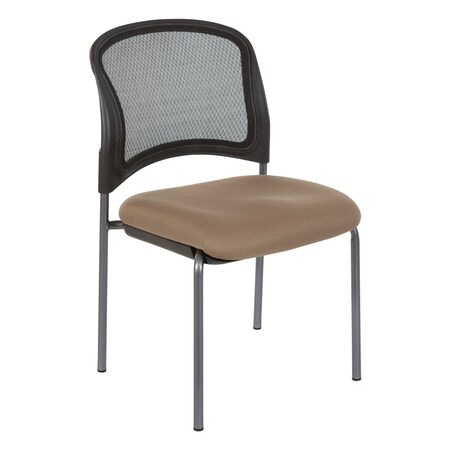 Office Star ProGrid Titanium & Black Visitors Chair, Straight Legs, Icon Brown 86724R-232