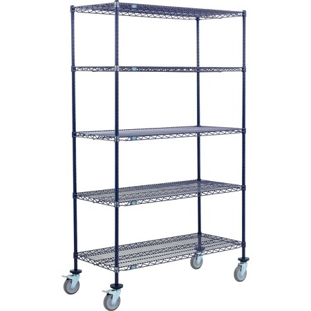 Global Industrial Nexel 5 Shelf Truck, Nexelon, 48"W x 21"D x 60"H, Polyurethane Swivel Casters, 2 Brake B3158628