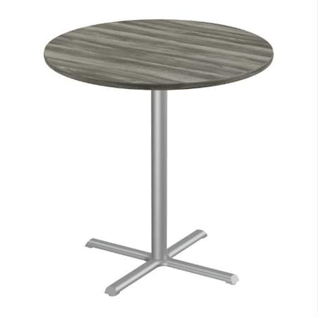 Correll Round Cafe Table, 30 in W, 30 in L, 42 in H, Particleboard Top, New England Driftwood SXB30R-52-98-52