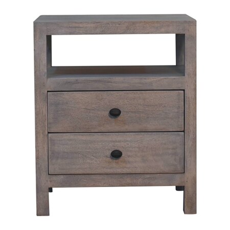 Homeroots 24" Brown Solid Wood Two Drawer Nightstand 701733