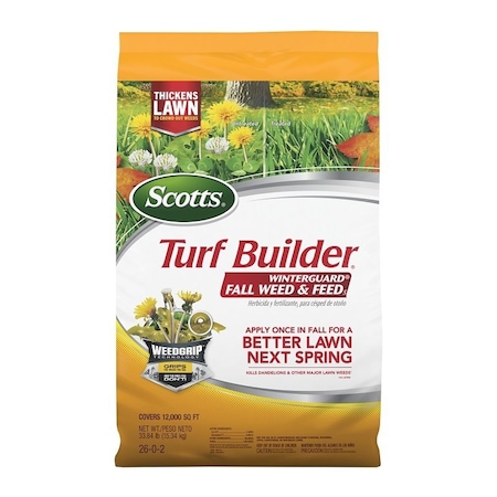 Scotts Turf Builder WinterGuard Fall Weed and Feed, Granular, Spreader Application, 33.84 lb Bag 22447