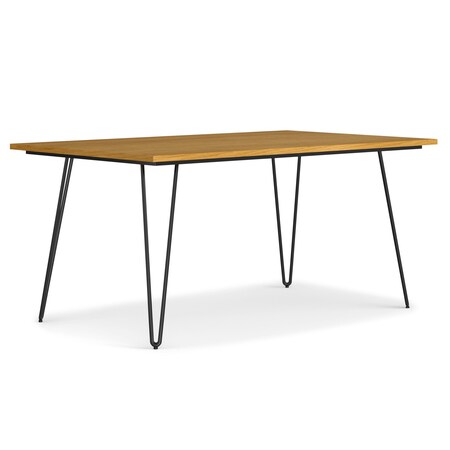 Homeroots 66" Oak and Black Wood and Iron Dining Table 640712