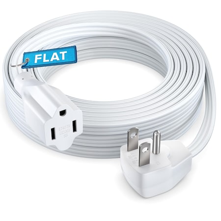Maximm 30ft 14AWG Heavy Duty Flat Wire 3-Prong Extension Cord, UL, White ADW-90-31F30-14W0