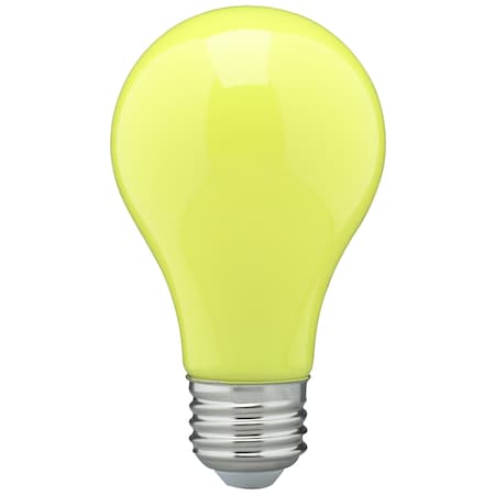 Satco 8 Watt A19 LED, Ceramic Yellow, Medium base, 360 deg. Beam Angle, 120 Volt S14987