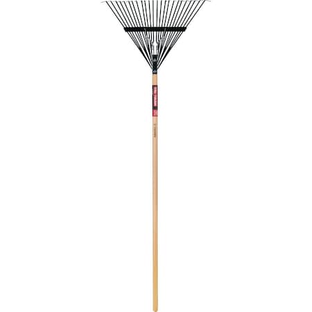 Truper Tru Tough 24'' Steel Leaf Rake with 54'' Wood Handle, 24-Tine EMX-24