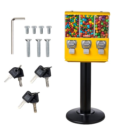 Vevor Gumball Machine Vending Coin Bank Vintage Candy Dispenser Stand Yellow ak19-08