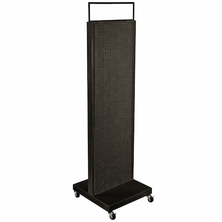 Azar Displays Pro Series: Two-Sided Pegboard Floor Display with Metal Frame, 16"W x 60"H 700800-BLK