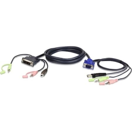 Aten 6 FT. USB VGA TO DVI-A KVM CABLE WITH AUDIO 2L7DX2U