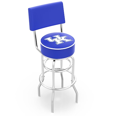 Holland Bar Stool Co 25" Chrome 2-Ring Kentucky "UK" Swivel Bar Stool, Back L7C425UKY-UK