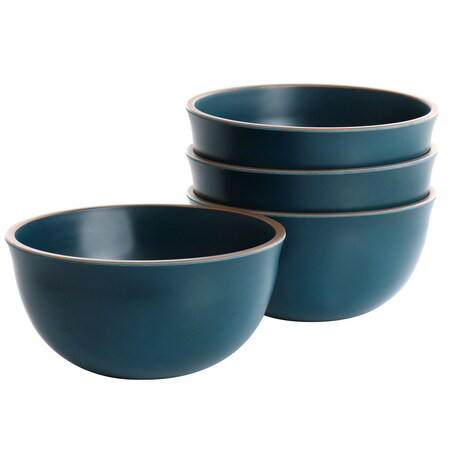 Gibson Home Rockabye 4 Piece Melamine Cereal Bowl Set in Dark Teal 136605.04
